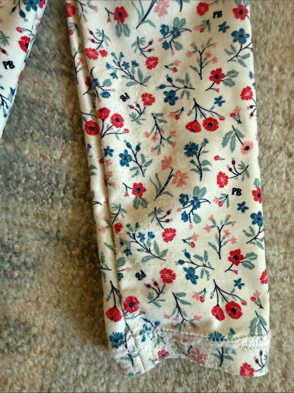 Petit Bateau Girls' Floral Long-Sleeve swim Top - White with Red & Blue Flowers - Picture 5 of 6